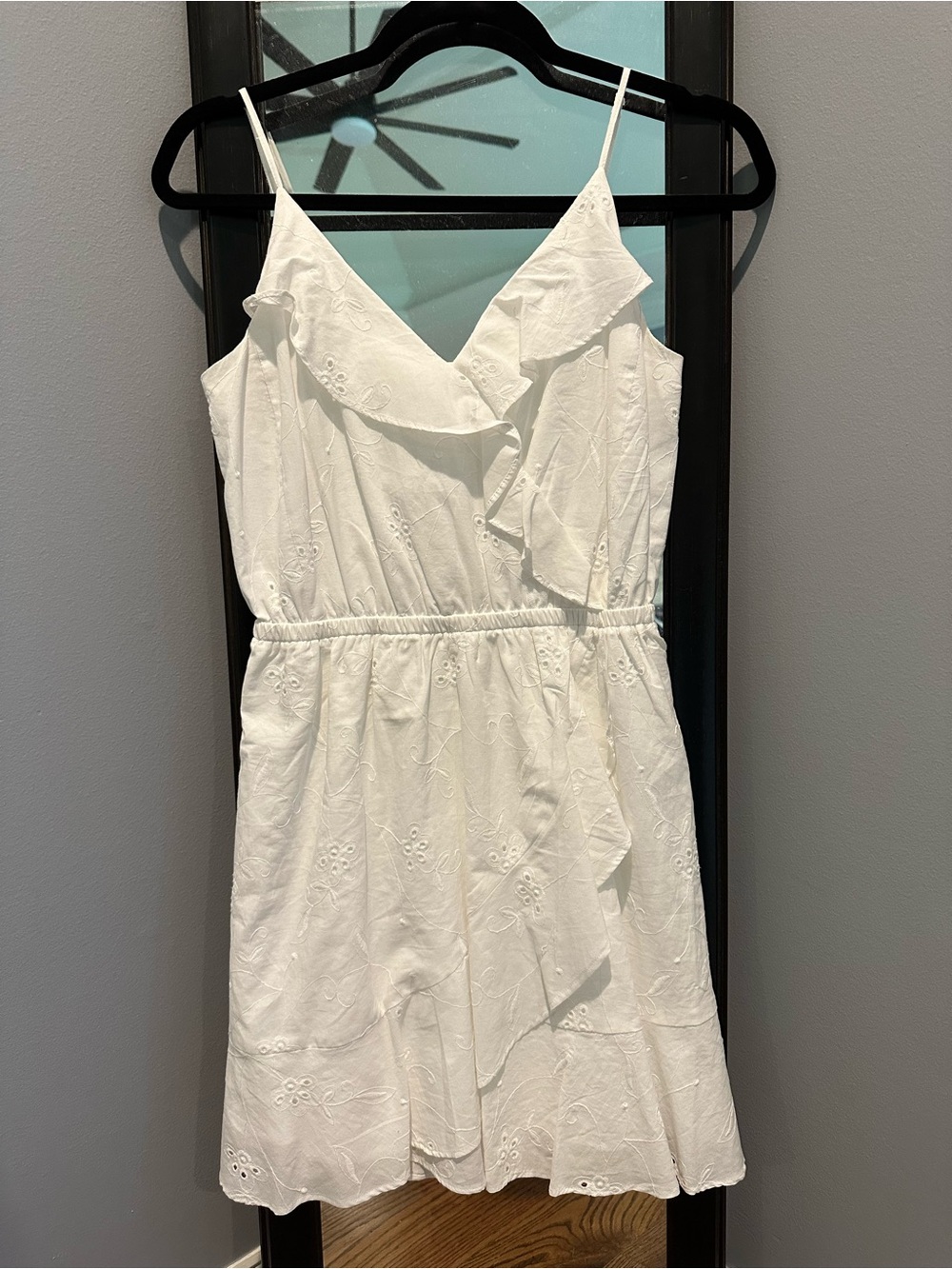 Express White Eyelet Ruffle V-Neck Sundress